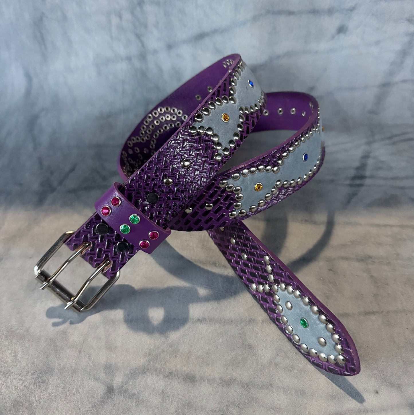 Traditional Purple + black Embossed Origins Belt (grey)