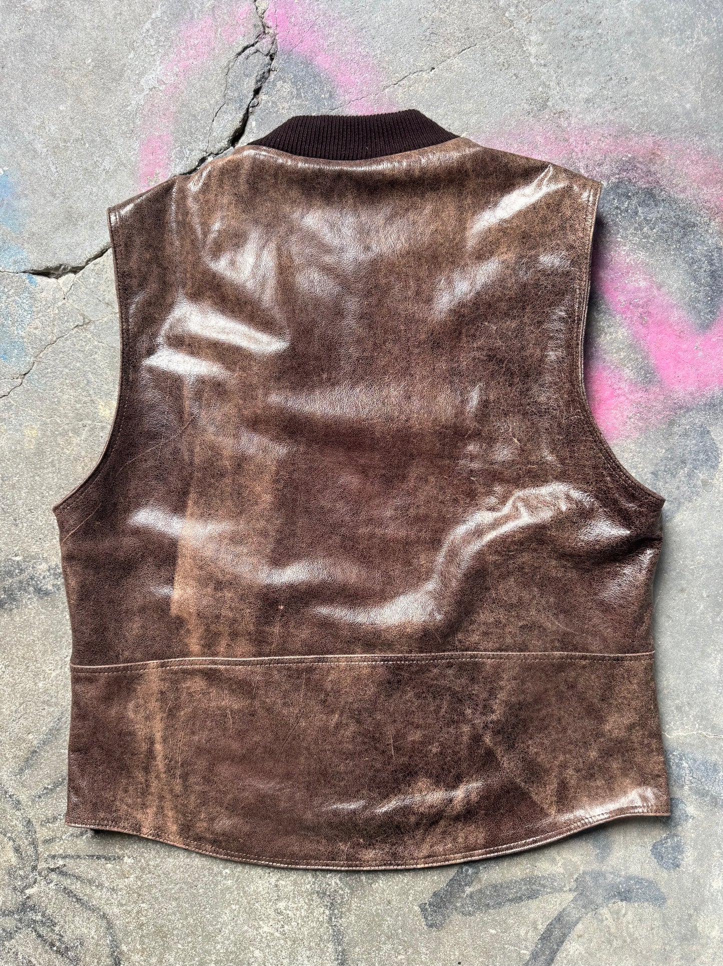 Crystalized aged brown vest