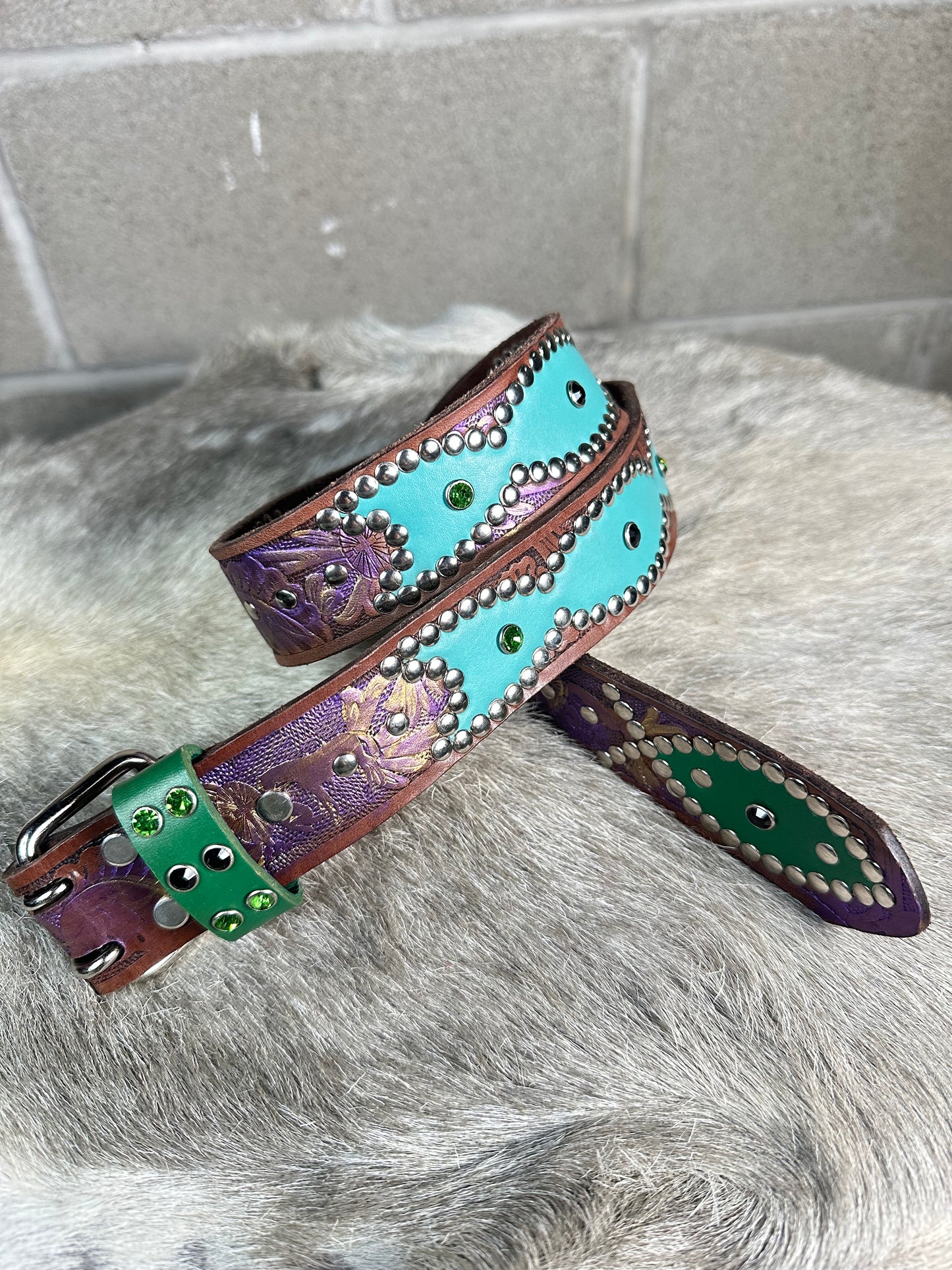 Traditional Purple + Cooper Origins Belt (Turquoise and Green)