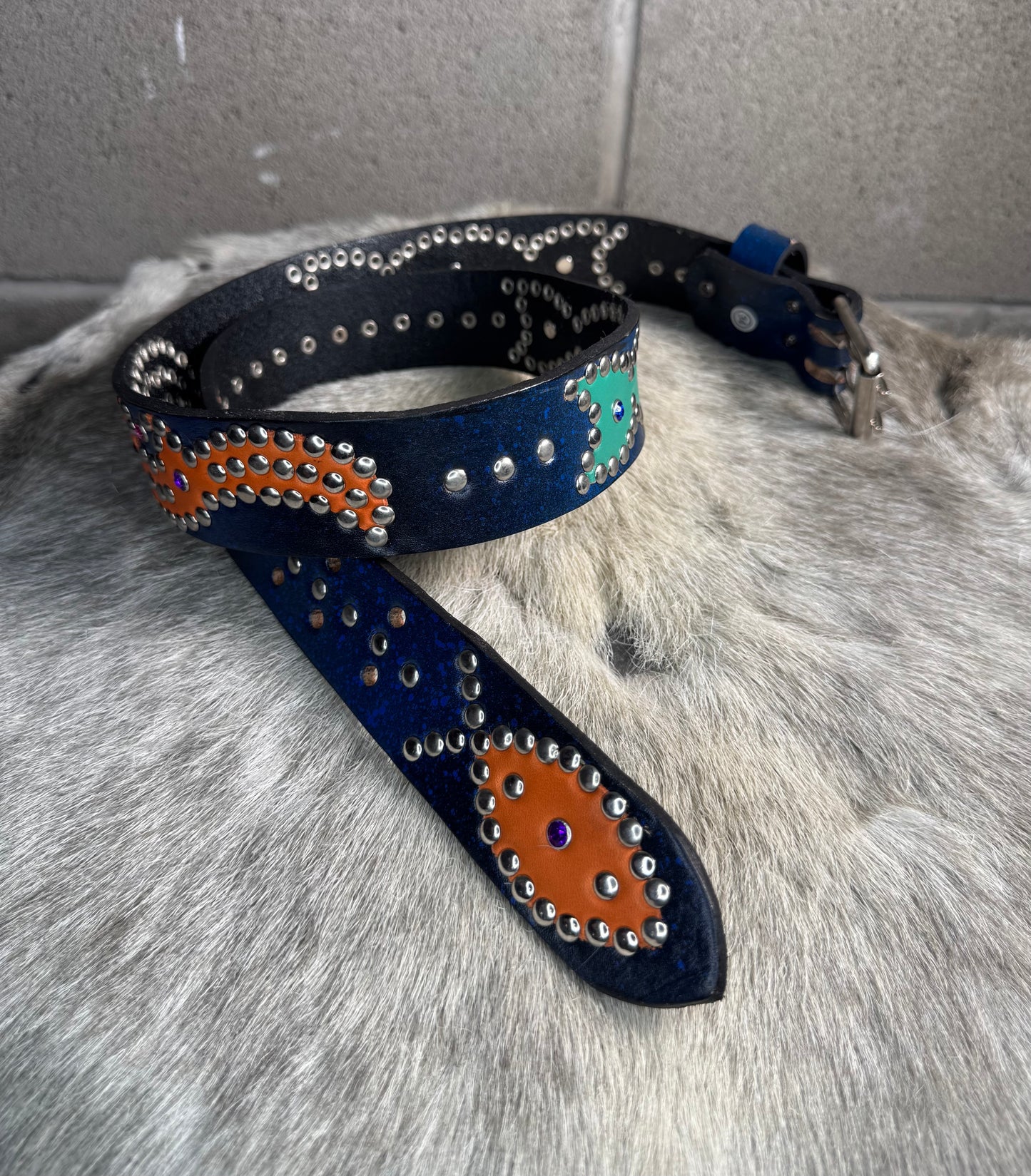 Blue+Black Faded Origins Belt (turquoise/orange)