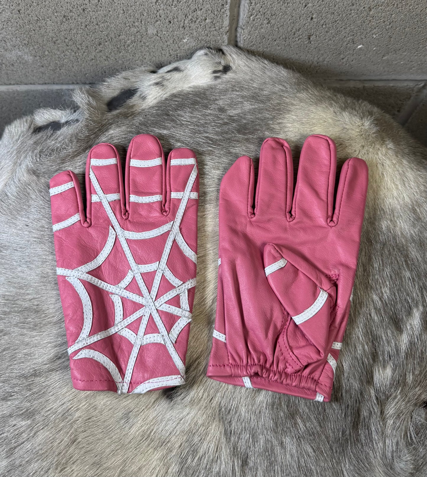 Pink Spider Web Gloves