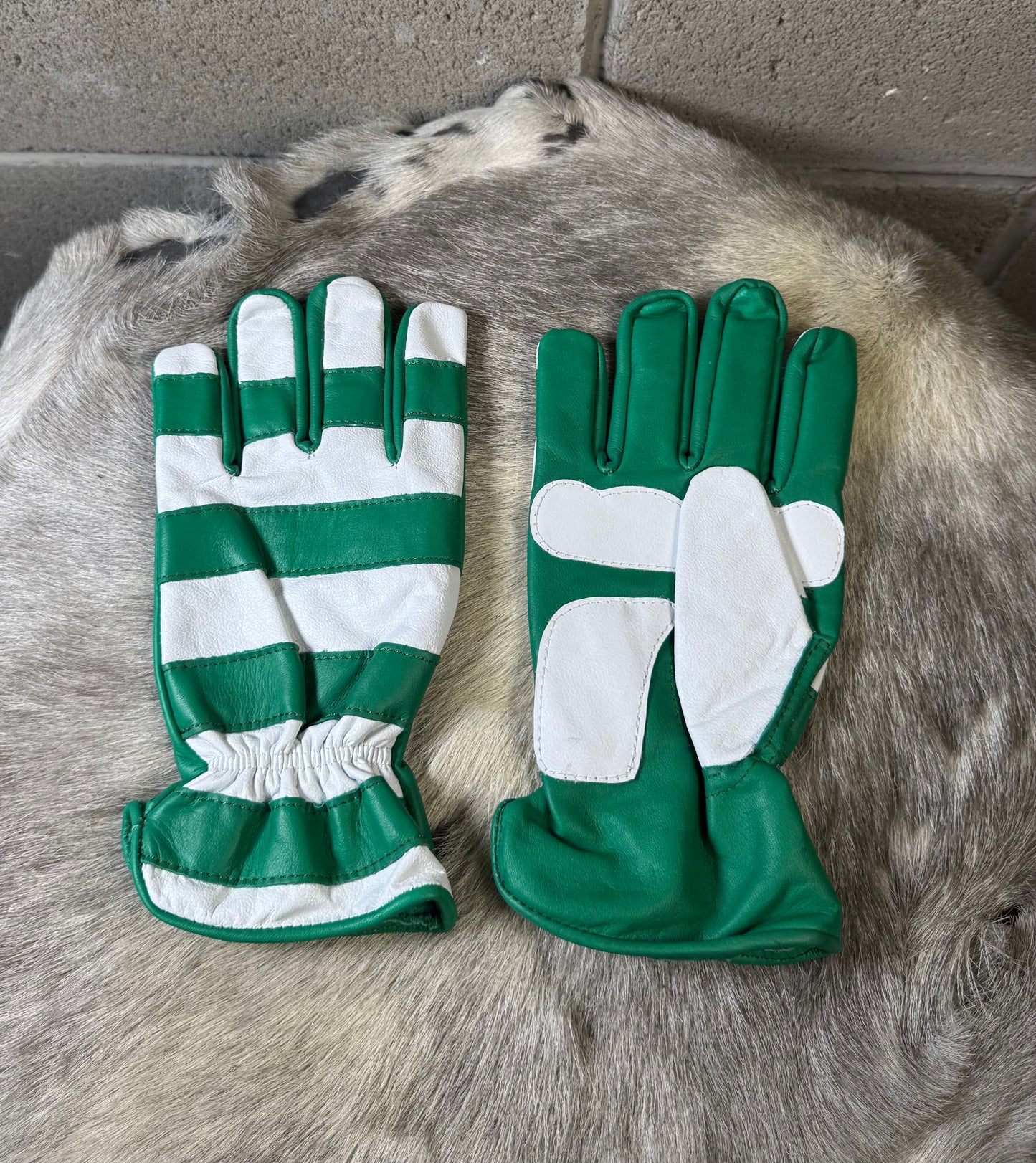 Green & White Stripes Gloves