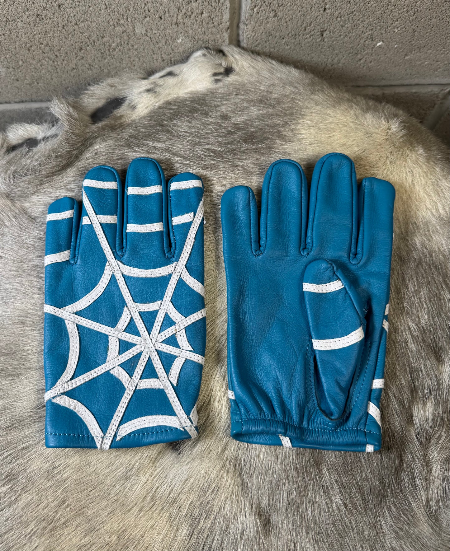 Blue Spider Web Gloves
