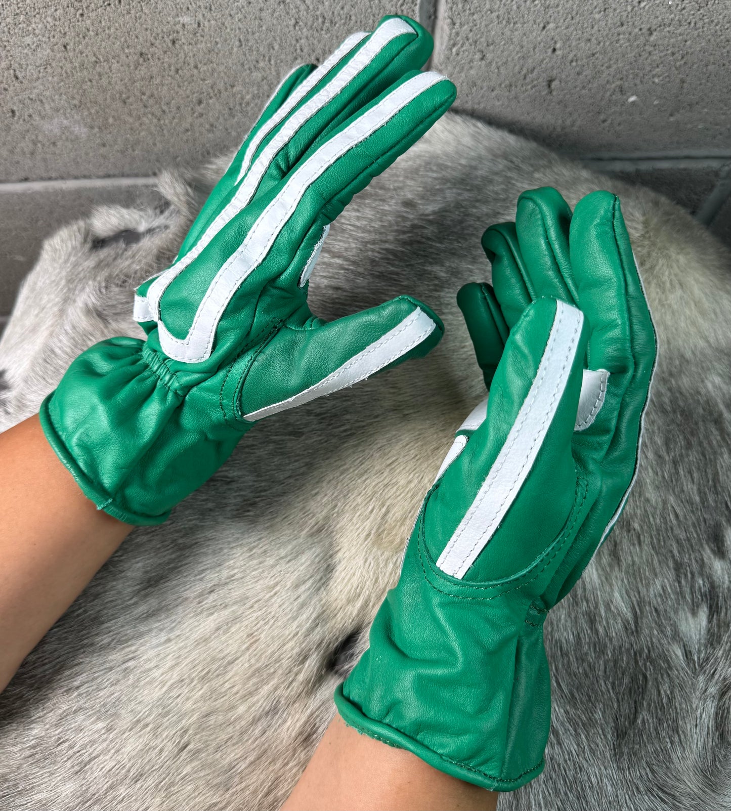 Green & White Lines Gloves
