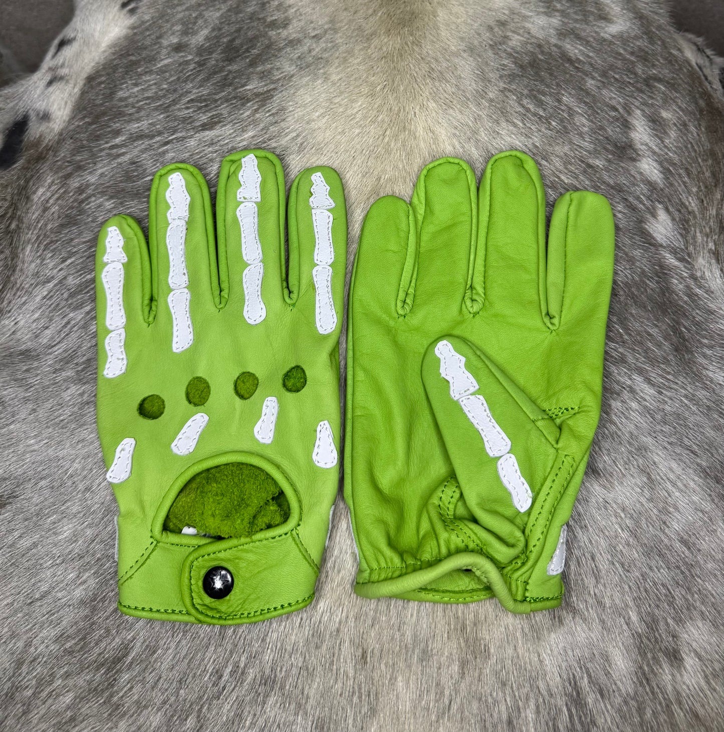 Green & White Skeleton Gloves