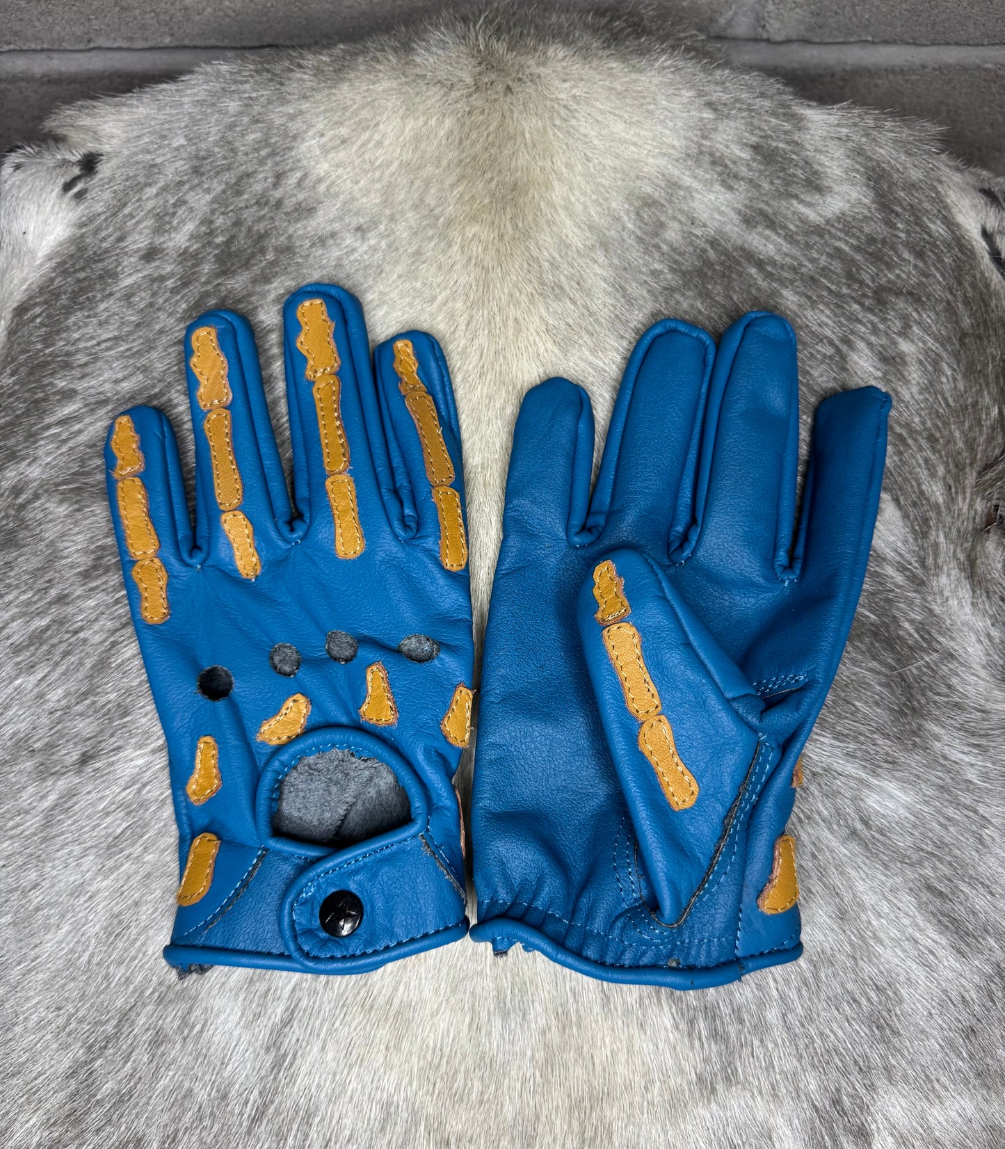 Blue & Khaki Skeleton Gloves