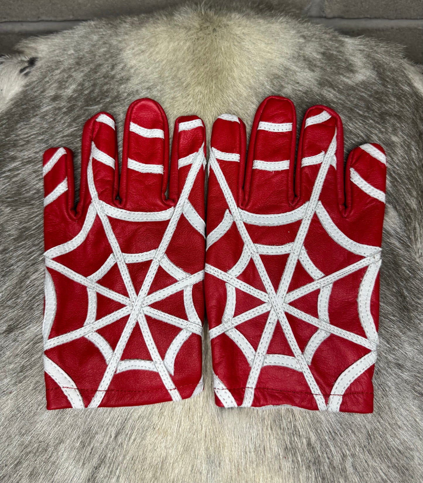 Red & White Spider Web Gloves
