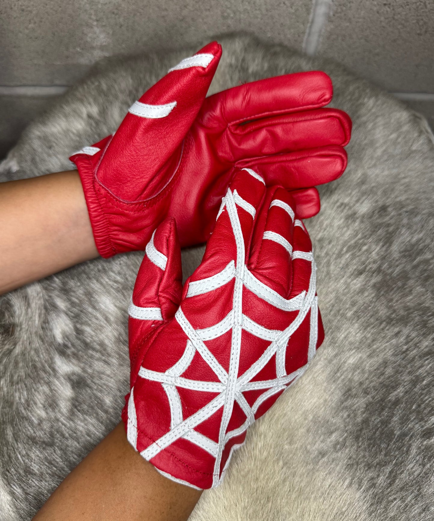 Red & White Spider Web Gloves