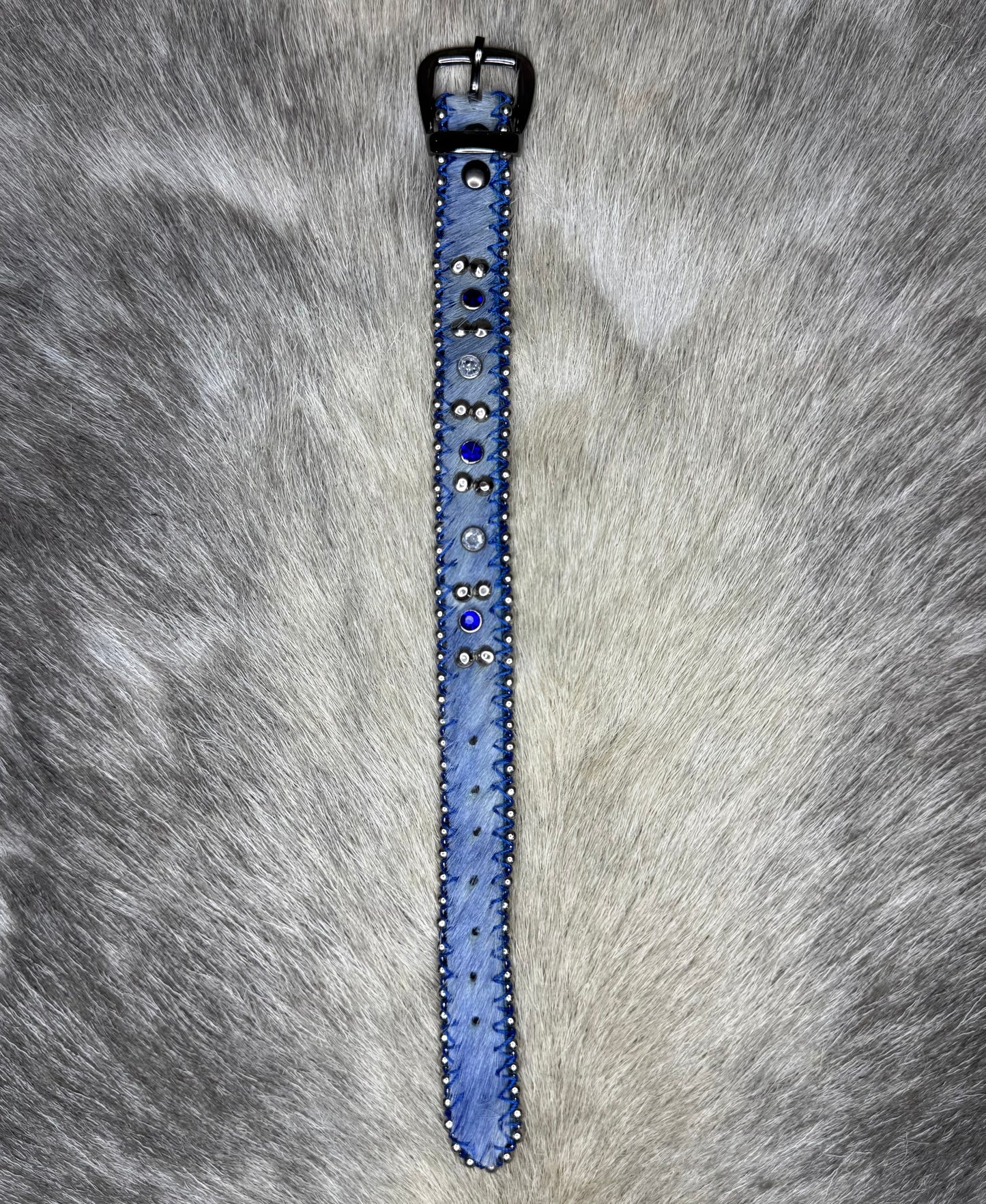 Blue Cowhide Bracelet