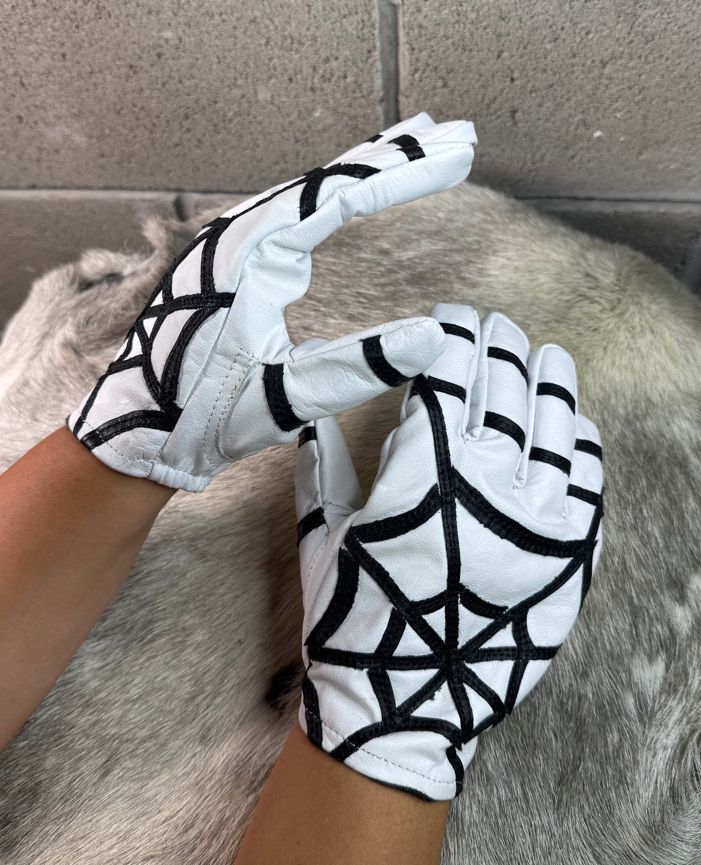 White Spider Web Gloves