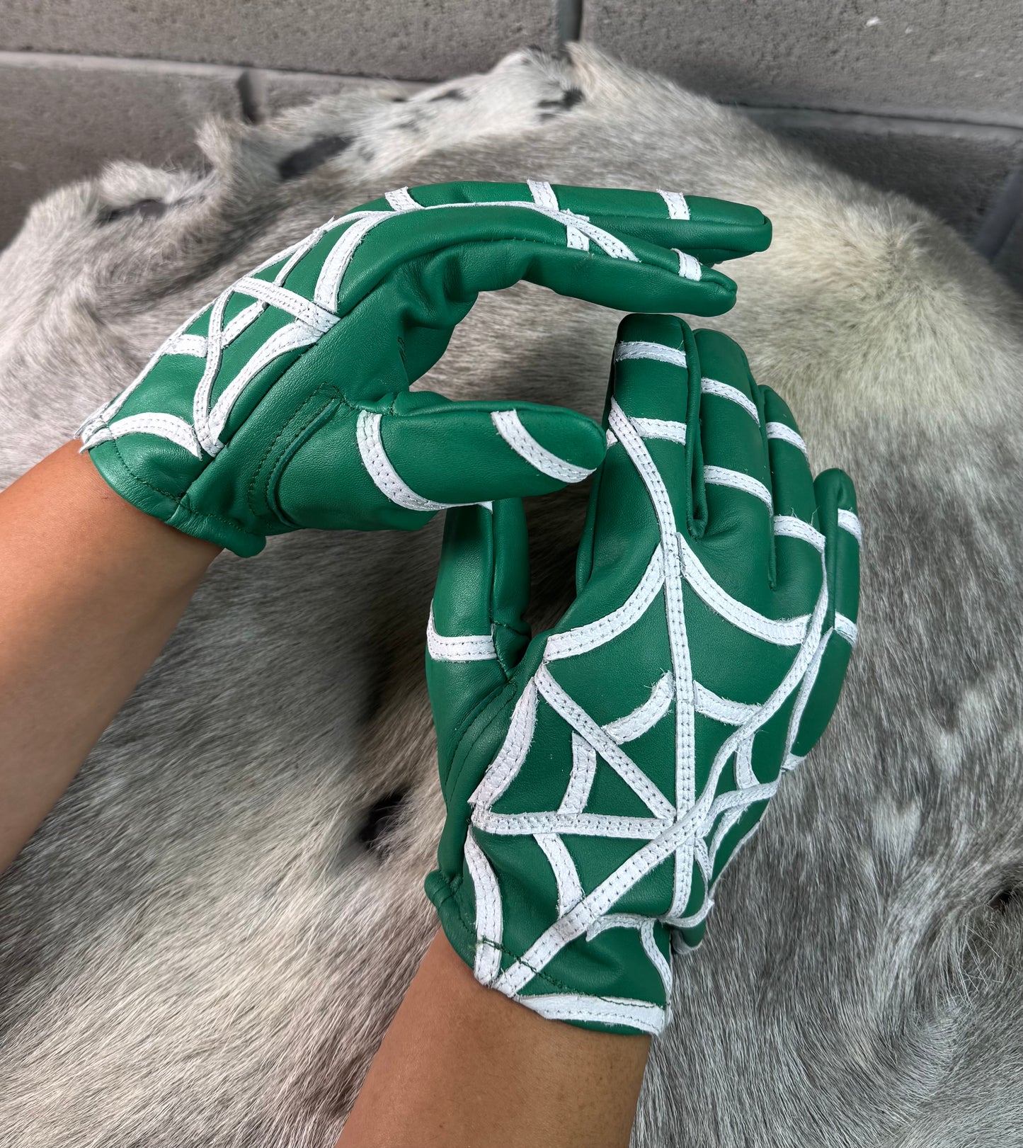 Green Spider Web Gloves