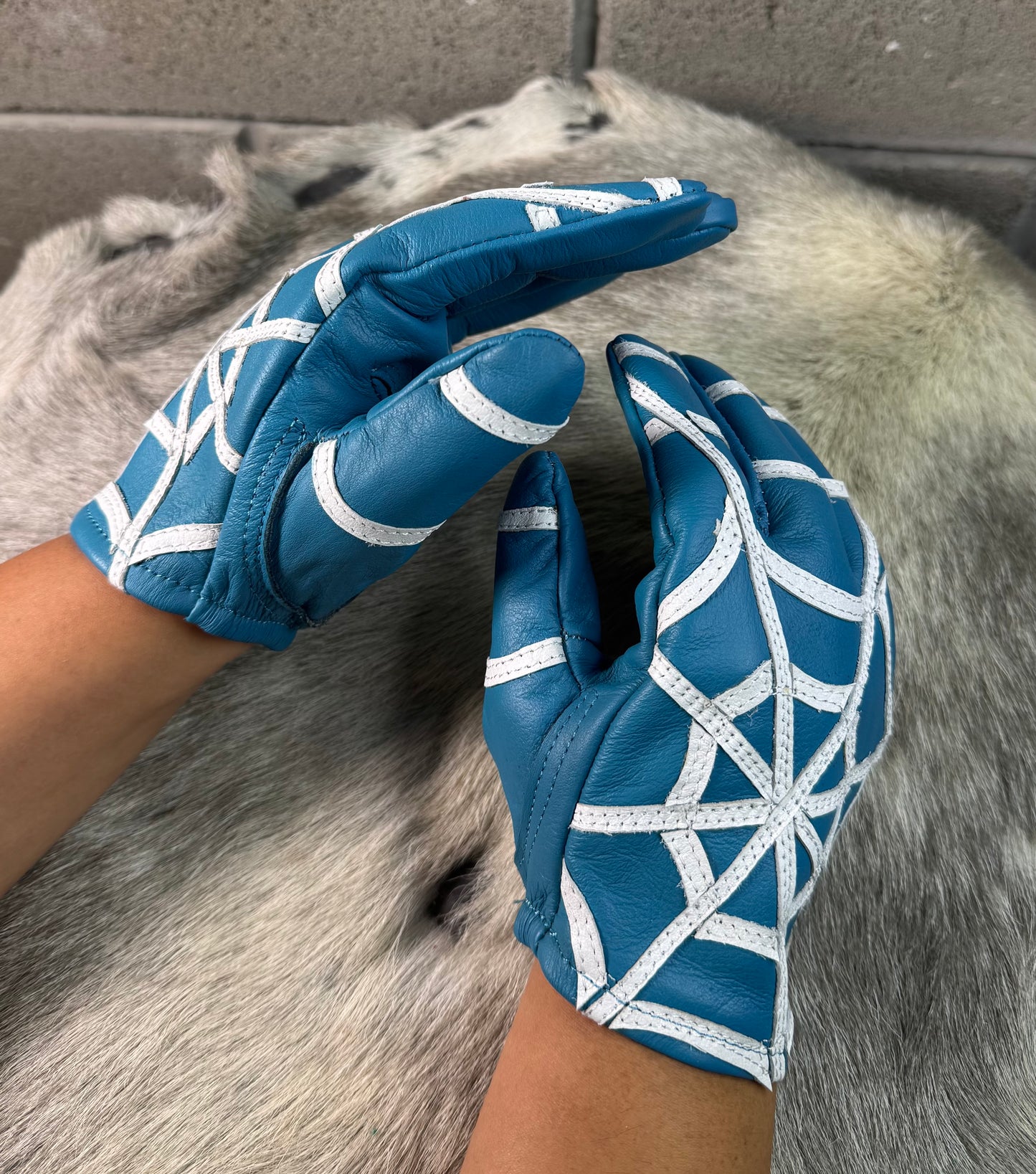 Blue Spider Web Gloves