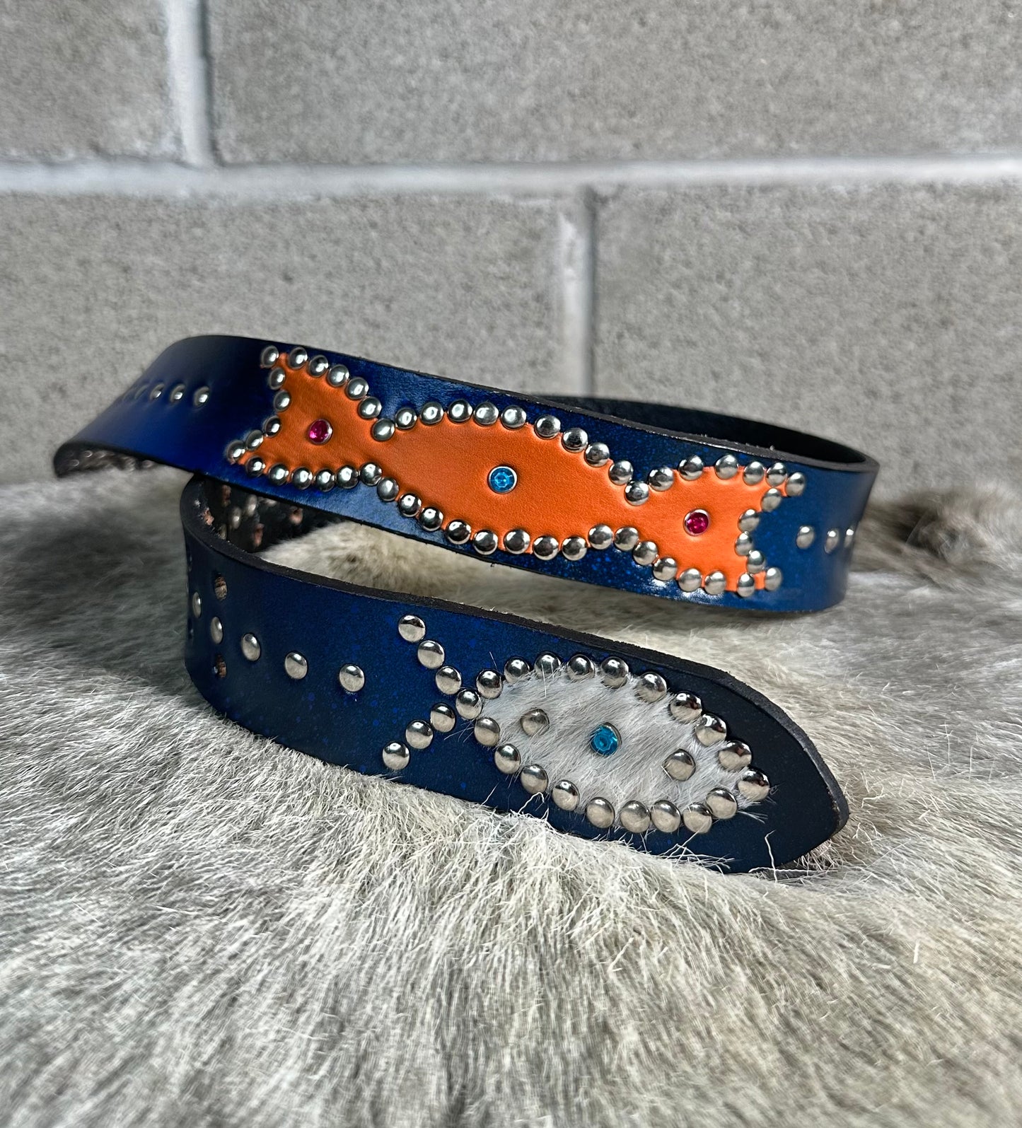 Blue+Black Faded Origins Belt (cowhide/orange)