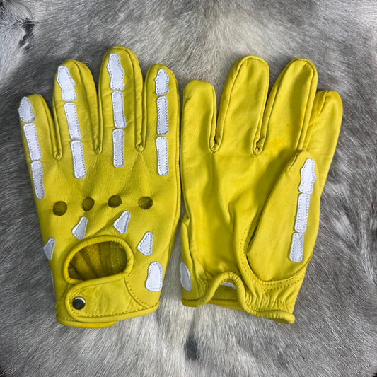 Yellow & White Skeleton Gloves