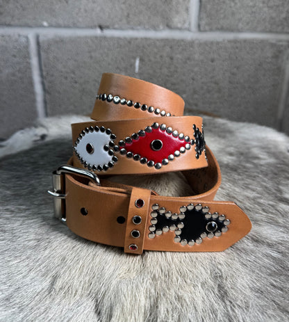 Natural Tan Poker Belt (white/red/black)