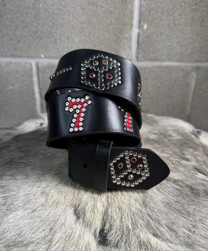 Black Lucky 777 Belt (red)