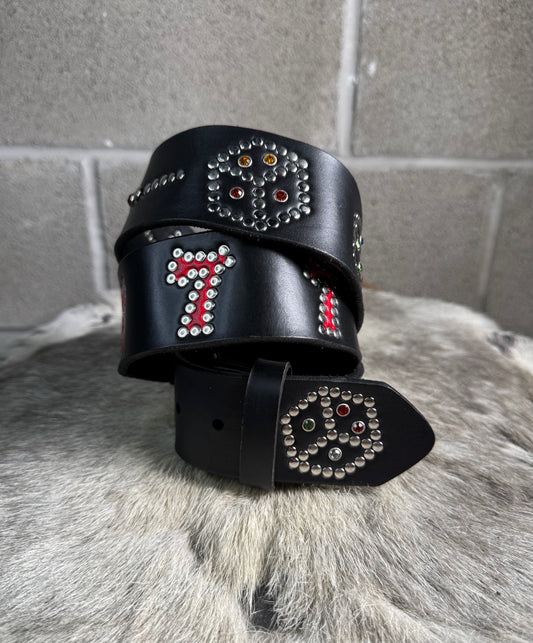 Black Lucky 777 Belt (red)