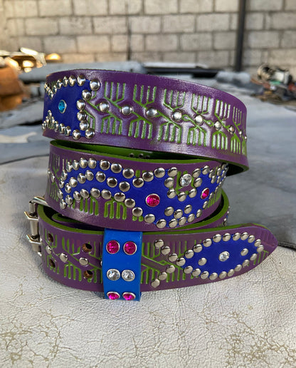 Traditional green + purple Embossed Origins Belt (blue)