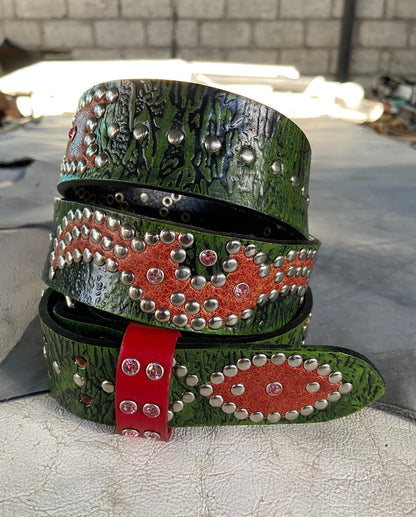 Reptile black + green Embossed Origins Belt (crystalized orange)