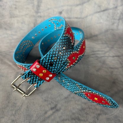 Traditional blue +  black Embossed Origins Belt (red)
