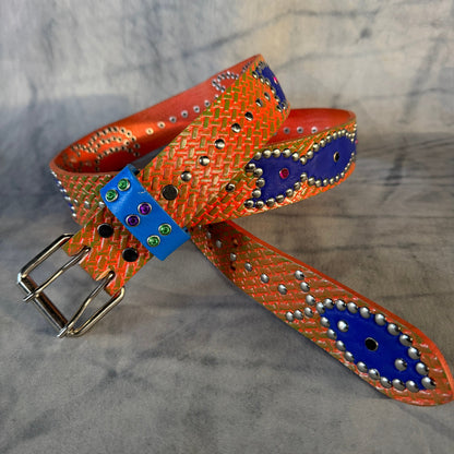 Traditional orange + green Embossed Origins Belt (blue)