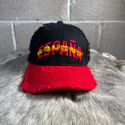 Spain Rework Leather Panels Hat (red)