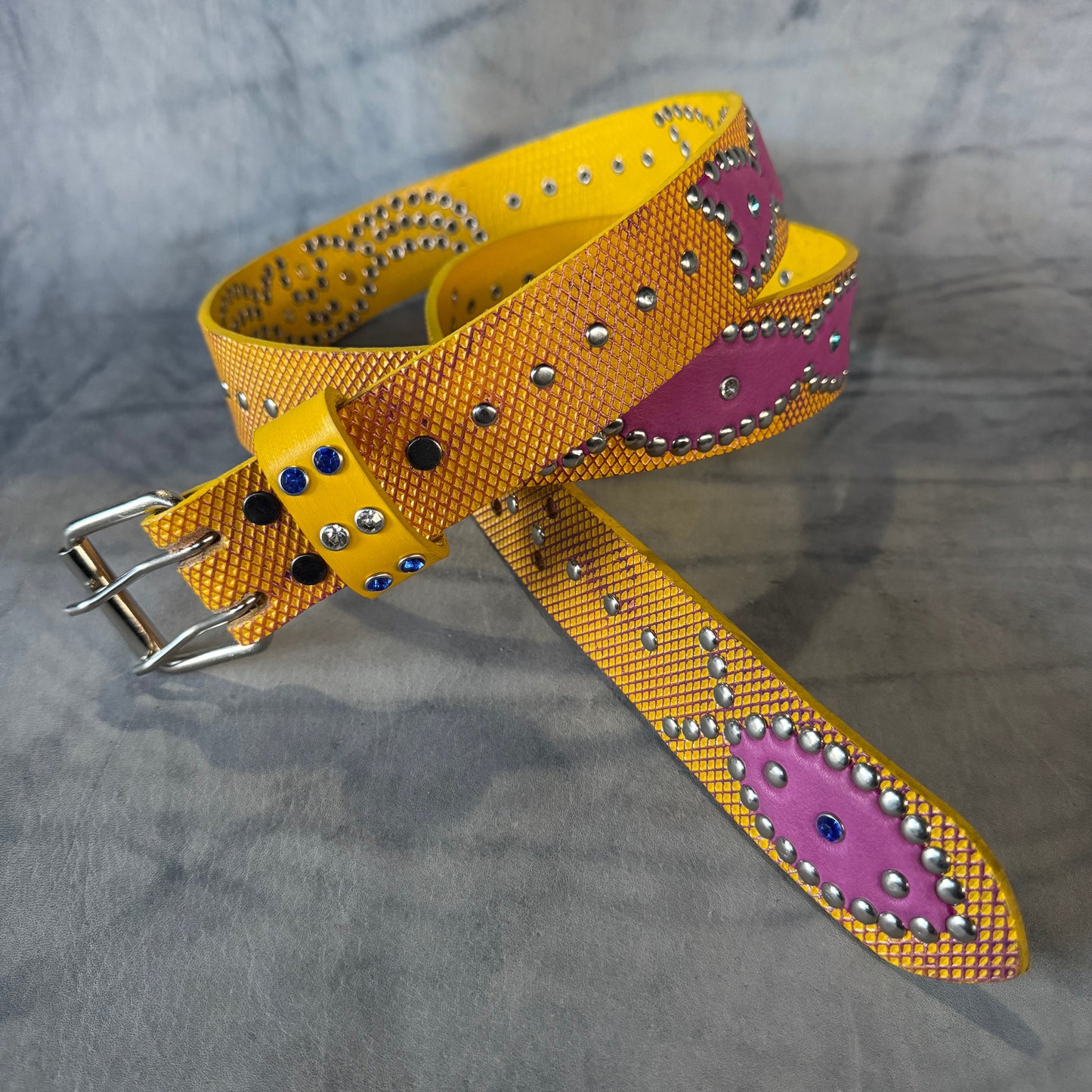 Traditional yellow + purple Embossed Origins Belt (violet)