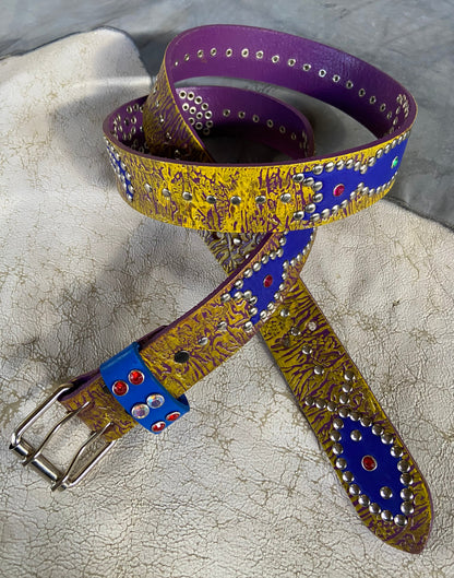 Reptile purple + yellow Embossed Origins Belt (blue)