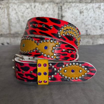 Red CHEETAH Origins Belt (waxed yellow)