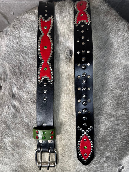 BLACK Origins Belt (lime green & red)