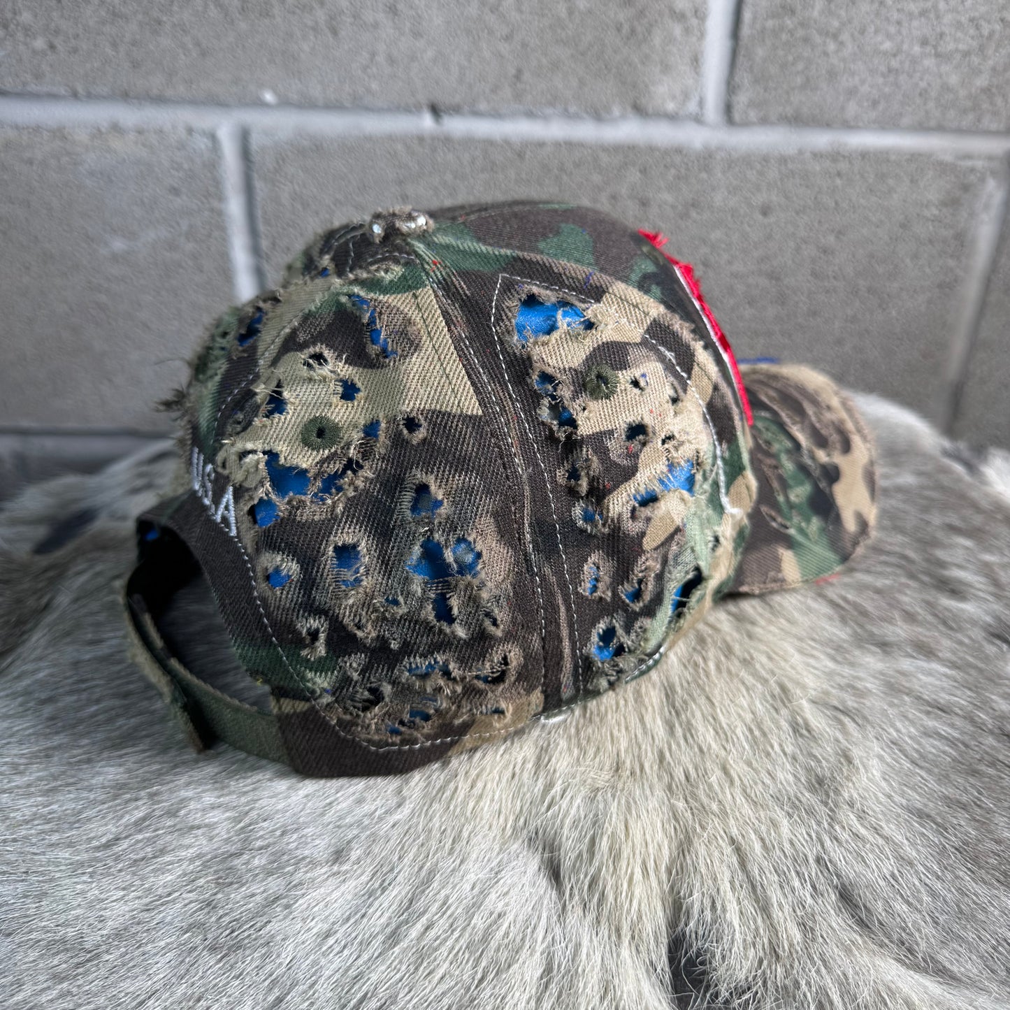 USA Rework Leather Panels Hat (sky blue)
