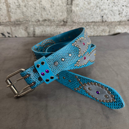 Python sky blue + black Embossed Origins Belt (grey)