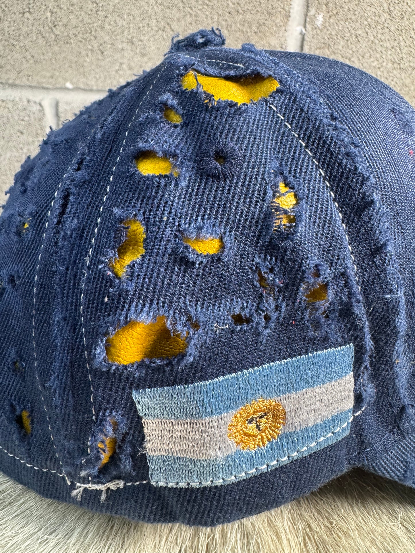 Argentina Rework Leather Panels Hat (yellow)
