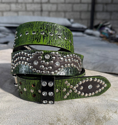 Reptile black + green Embossed Origins Belt (crystalized black)
