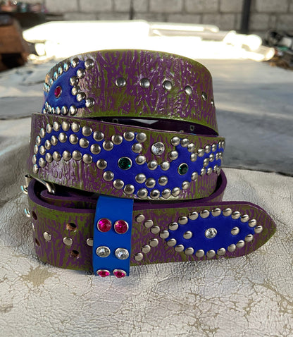 Reptile purple + green Embossed Origins Belt (blue)