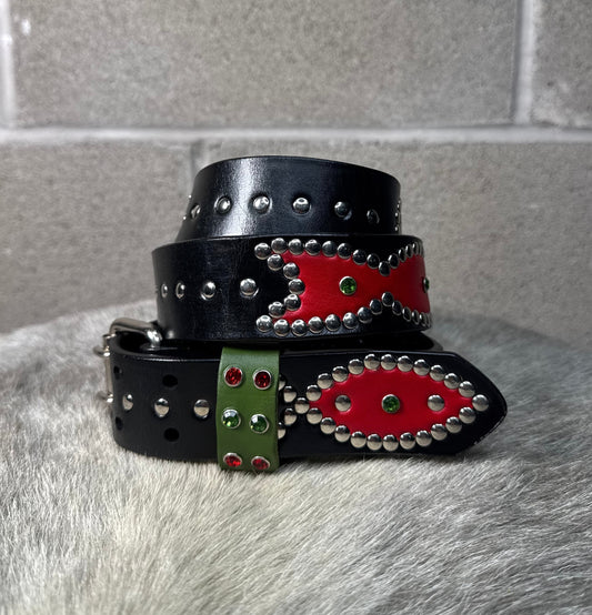 BLACK Origins Belt (lime green & red)