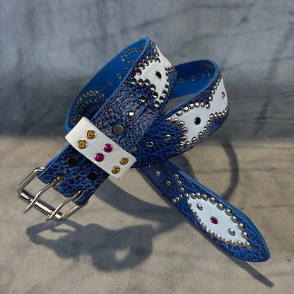 Python blue +  black Embossed Origins Belt (white)