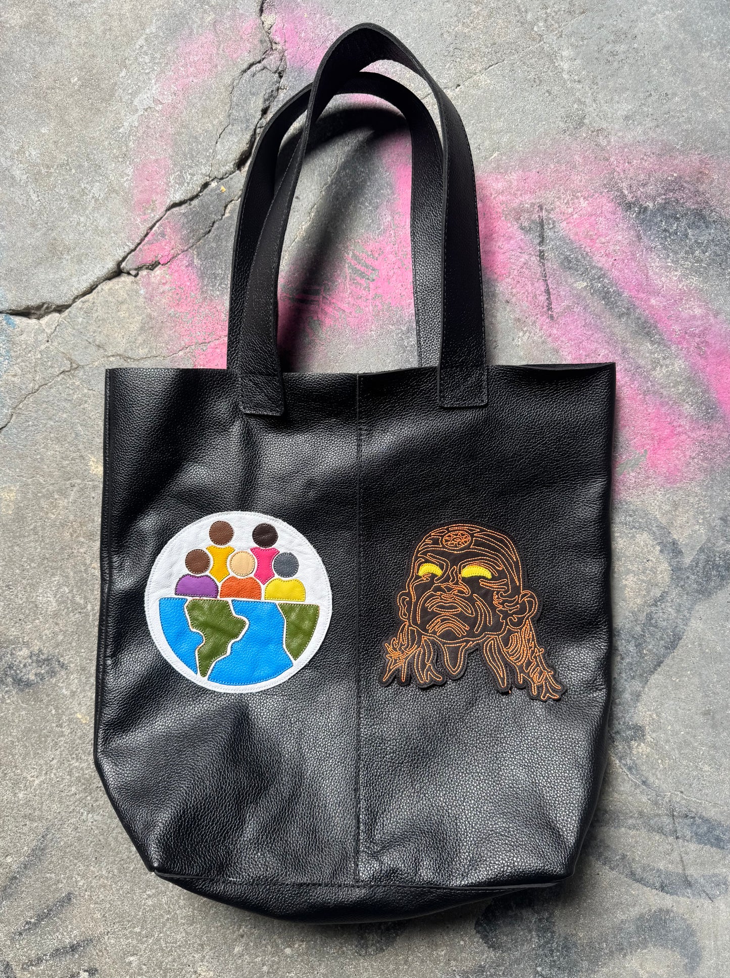 Classic leather tote bag (1 of 1 patch work)
