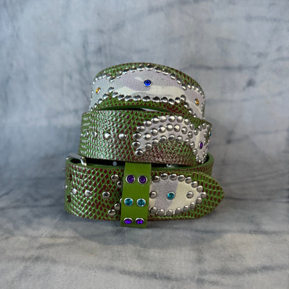 Python green + burgundy Embossed Origins Belt (camo)