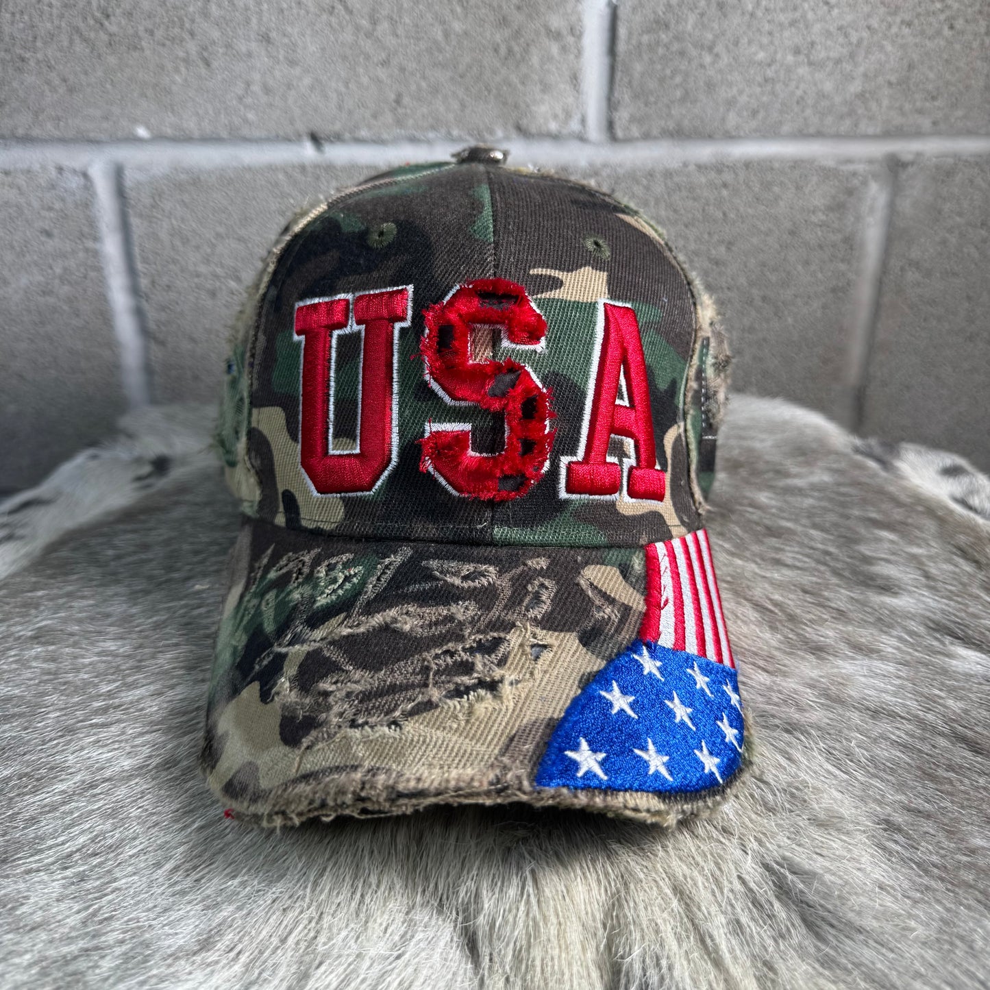 USA Rework Leather Panels Hat (sky blue)