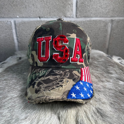USA Rework Leather Panels Hat (sky blue)