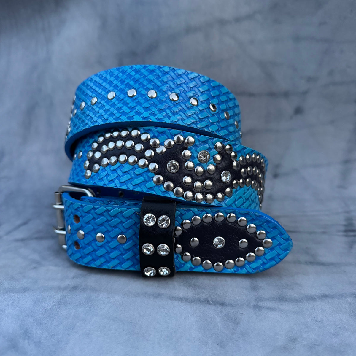 Traditional blue +  sky blue Embossed Origins Belt (black)