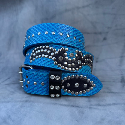 Traditional blue +  sky blue Embossed Origins Belt (black)