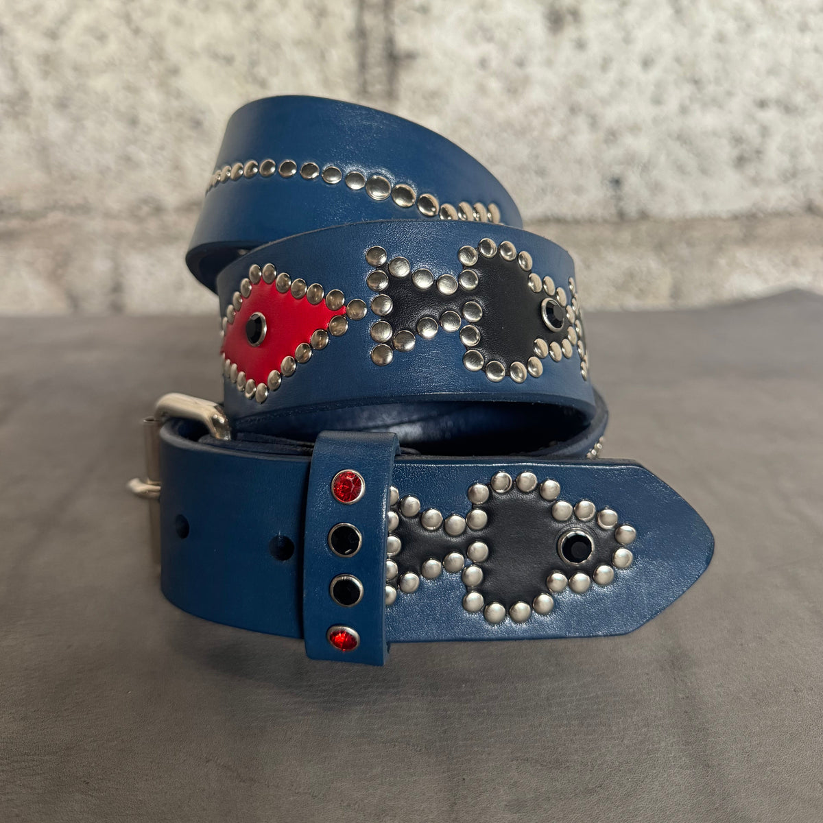 Navy blue Poker Belt (Black/White/Red)