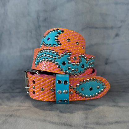 Traditional pink + Yellow Origins Belt (sky blue)