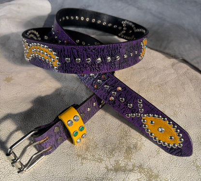 Reptile purple + black Embossed Origins Belt (yellow)