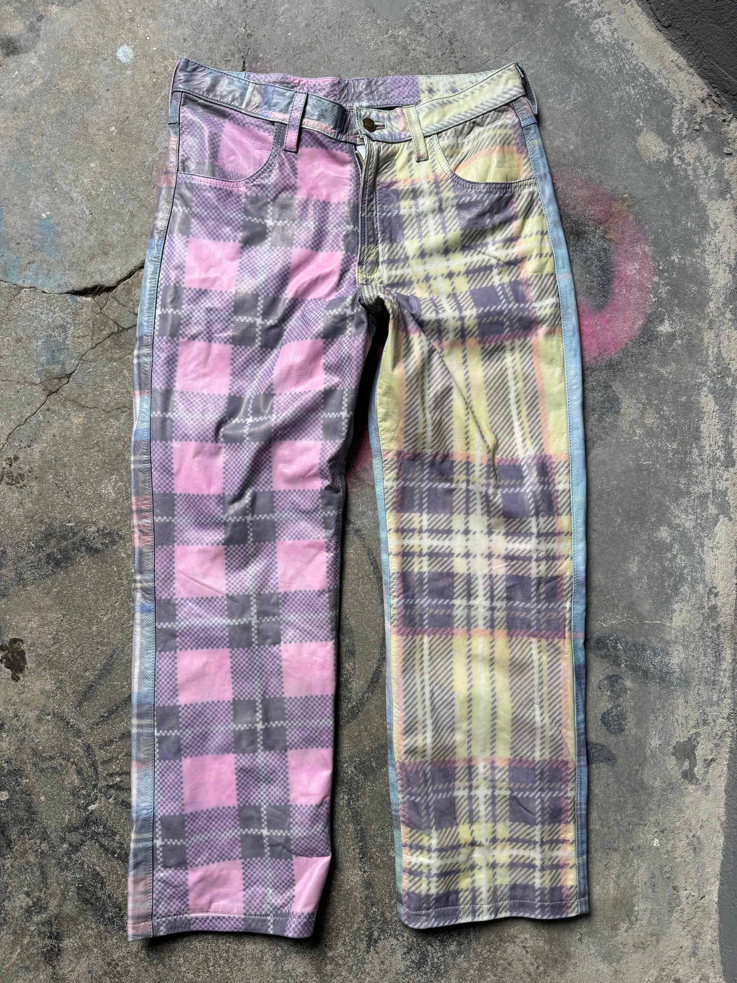 Multi panels Plaider Pants