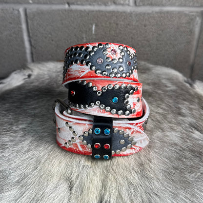Croc White + Red Embossed Origins Belt (black/grey)