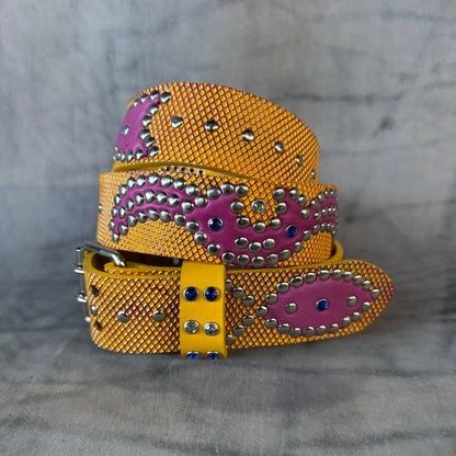 Traditional yellow + purple Embossed Origins Belt (violet)