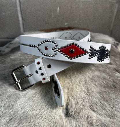 White Poker Belt (white/red/black)